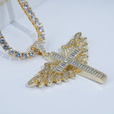 Baguette Iced Cross With Wing Pendant ZUU KING