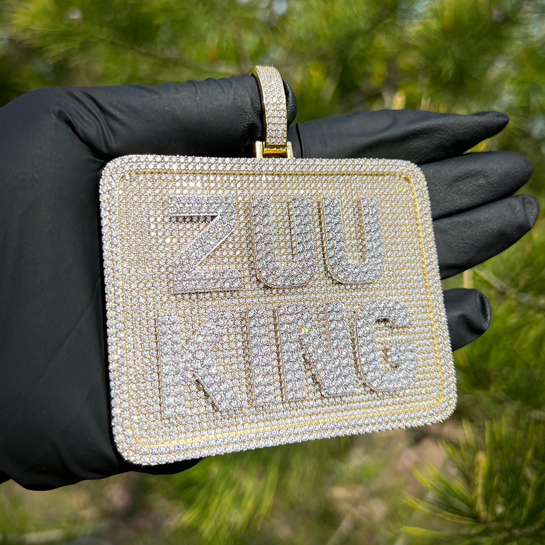 Custom Letter 3d Big Square Pendant ZUU KING