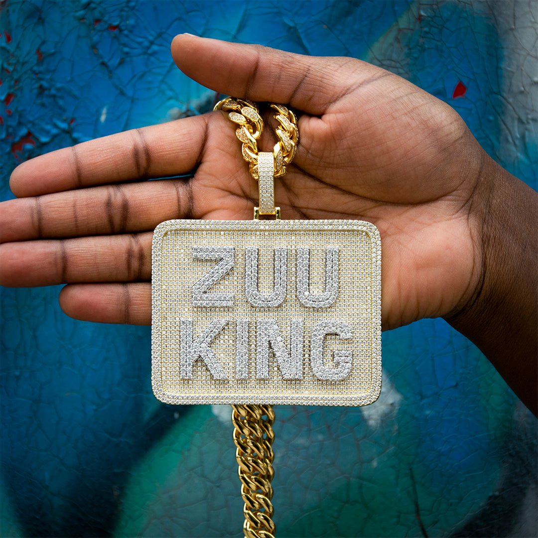 Custom Letter 3d Big Square Pendant ZUU KING