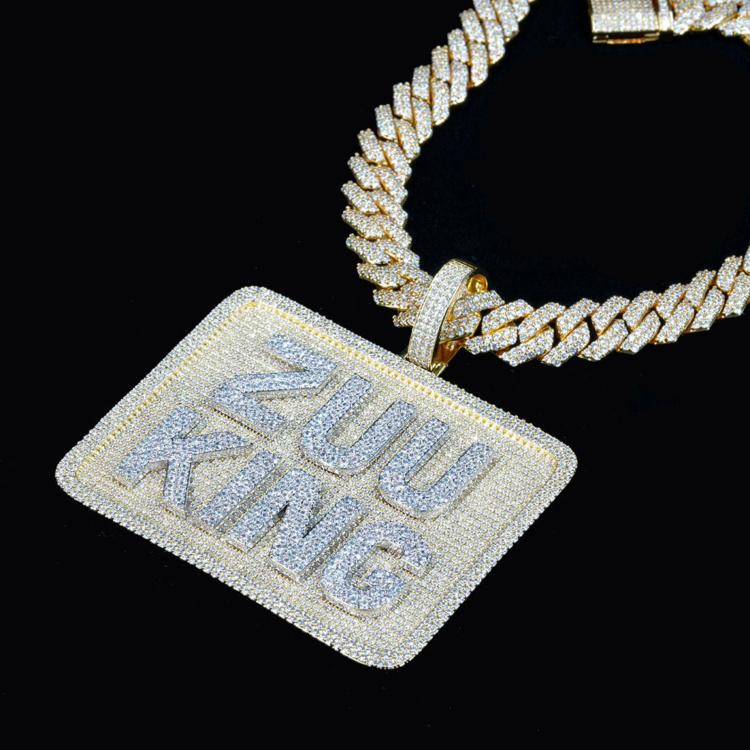 Custom Letter 3d Big Square Pendant ZUU KING