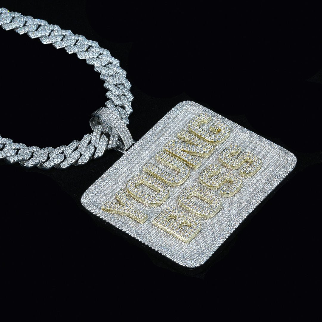 Custom Letter 3d Big Square Pendant ZUU KING