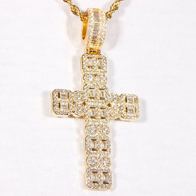 Iced 2-row Cross Pendant ZUU KING