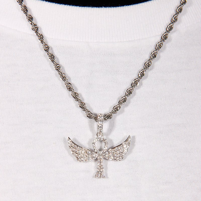 Iced Aaa Cz Angel Wing Cross Pendant ZUU KING