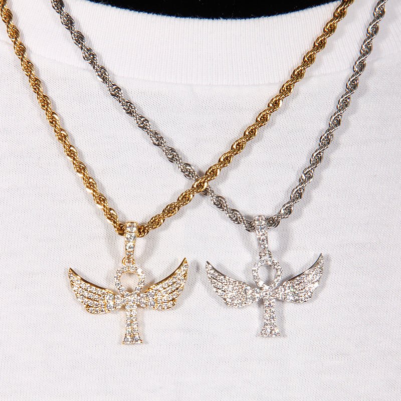 Iced Aaa Cz Angel Wing Cross Pendant ZUU KING