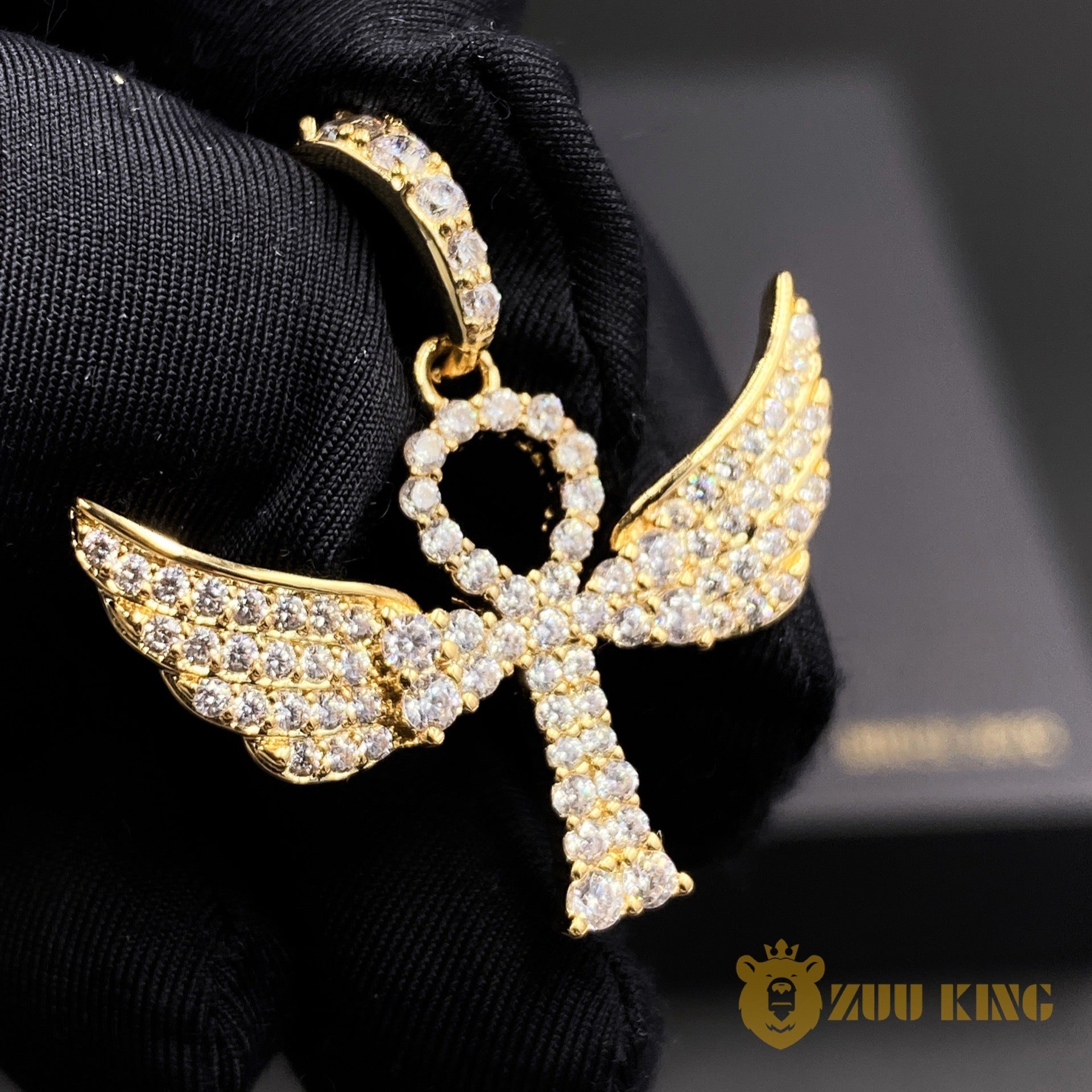 Iced Aaa Cz Angel Wing Cross Pendant ZUU KING