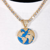 Iced Aaa Cz Blue Earth Pendant ZUU KING