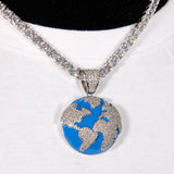 Iced Aaa Cz Blue Earth Pendant ZUU KING