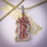 Iced Aaa Cz Flame Letter Pendant ZUU KING