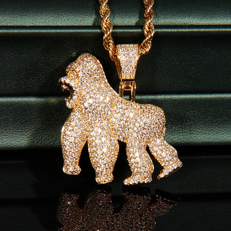 Iced Aaa Cz Roaring Gorilla Pendant ZUU KING