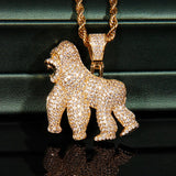 Iced Aaa Cz Roaring Gorilla Pendant ZUU KING