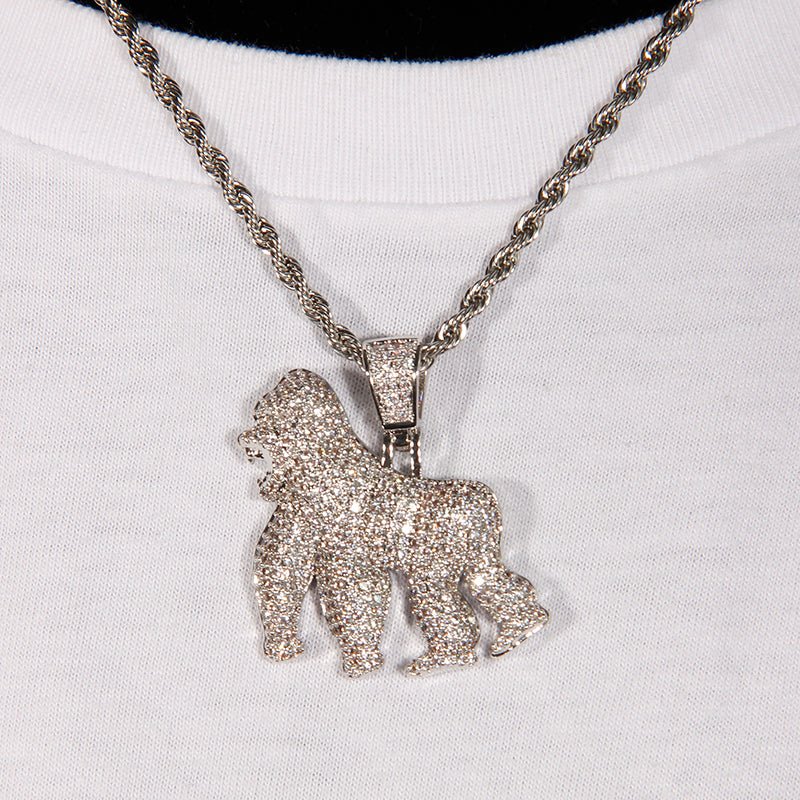 Iced Aaa Cz Roaring Gorilla Pendant ZUU KING