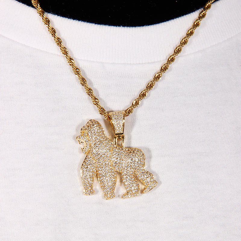 Iced Aaa Cz Roaring Gorilla Pendant ZUU KING