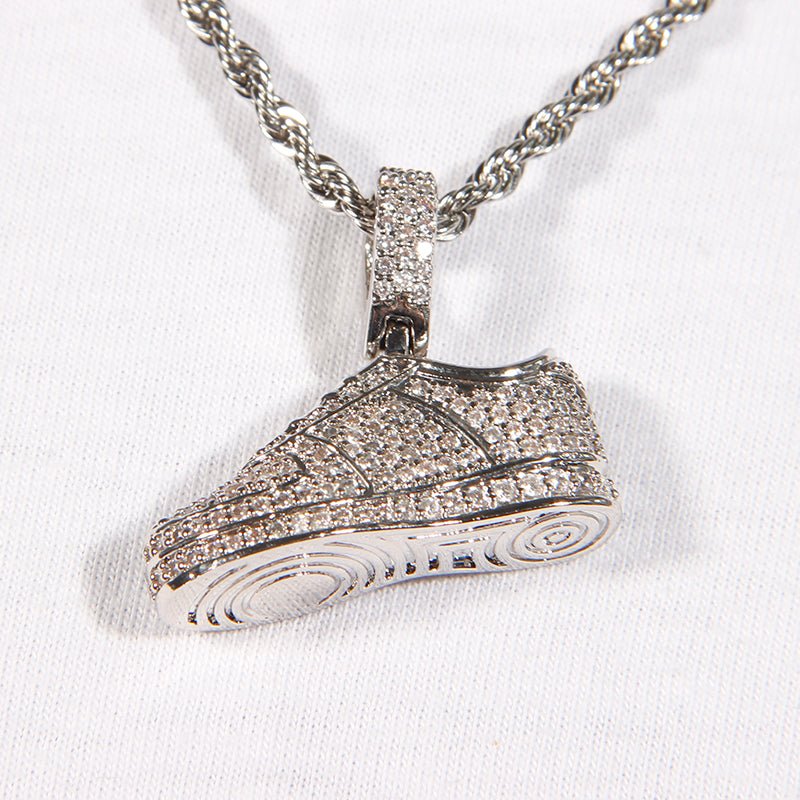 Iced Aaa Cz Solid Football Shoe Pendant ZUU KING