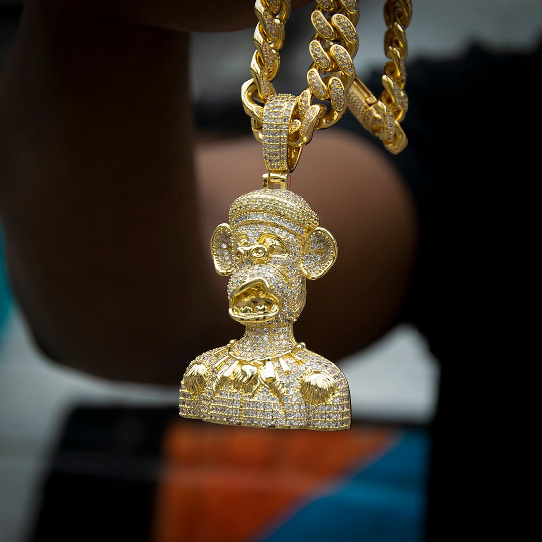 Iced Big Ear Grinning Monkey Pendant ZUU KING