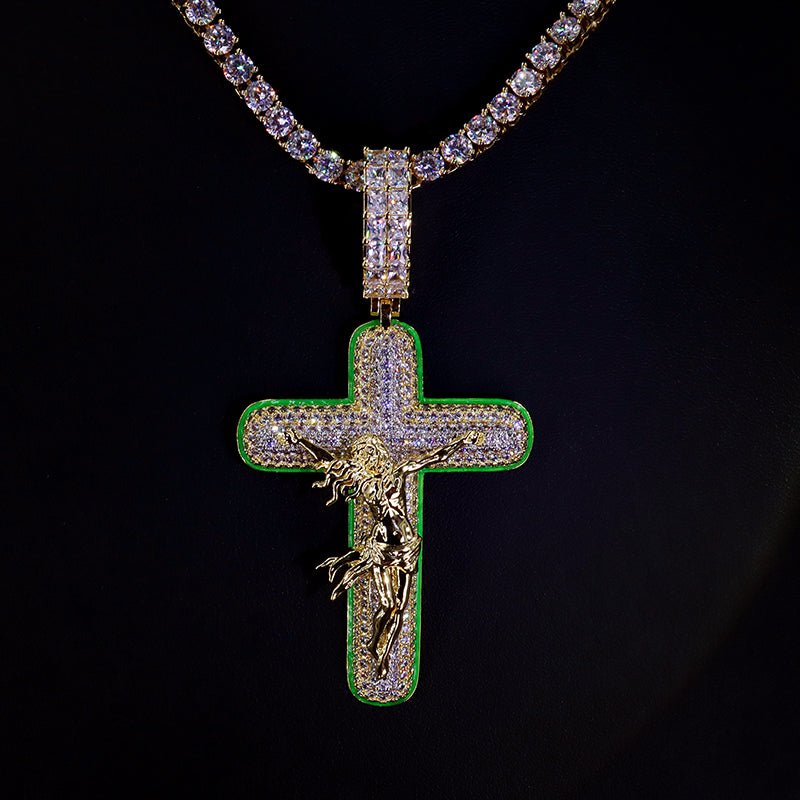 Iced Luminous Cross Jesus Pendant ZUU KING