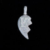 Iced Luminous V Broken Heart Pendant ZUU KING