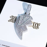 Iced Luminous V Broken Heart Pendant ZUU KING