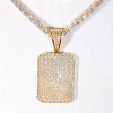 Iced Solid Square Pendant 18k Gold ZUU KING