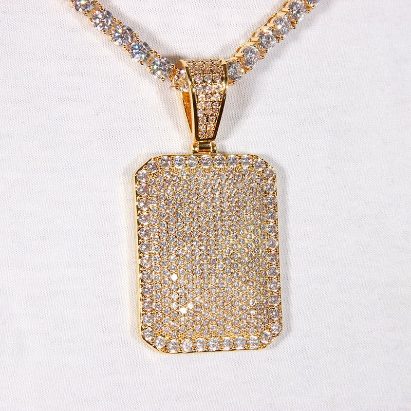 Iced Solid Square Pendant 18k Gold ZUU KING