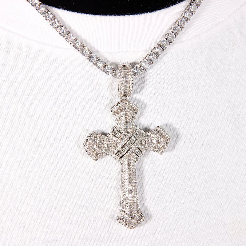 New Design Iced Baguette Jesus Cross Pendant ZUU KING