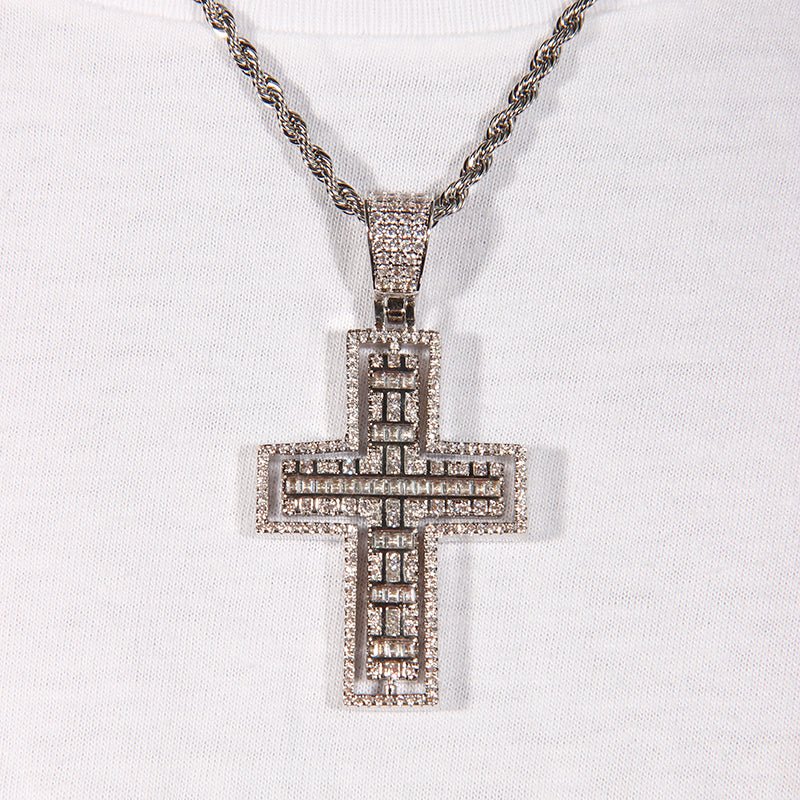 Rotatable Front And Back Iced Cross Pendant ZUU KING