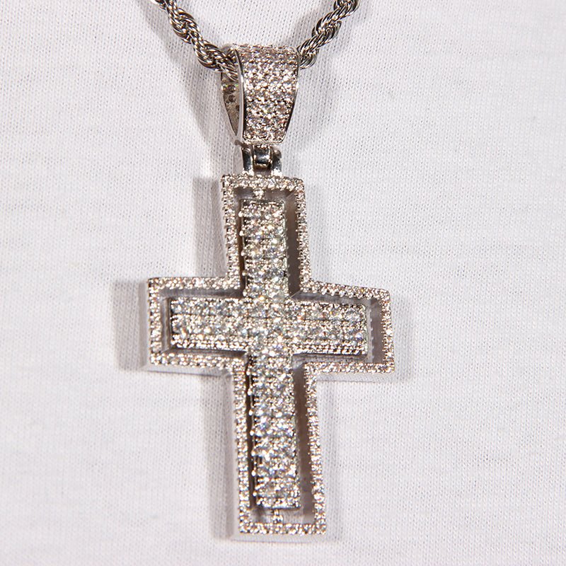 Rotatable Front And Back Iced Cross Pendant ZUU KING