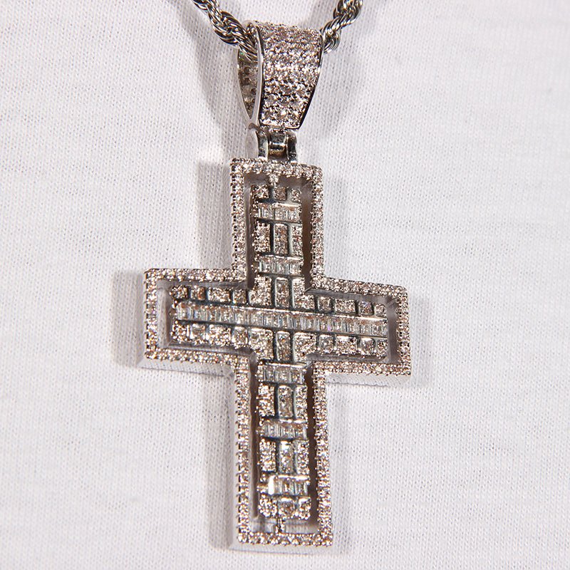 Rotatable Front And Back Iced Cross Pendant ZUU KING