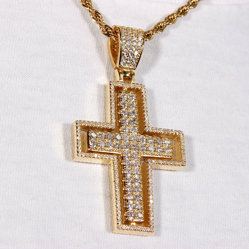 Rotatable Front And Back Iced Cross Pendant ZUU KING