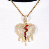 Water Drop Broken Heart Iced Pendant ZUU KING